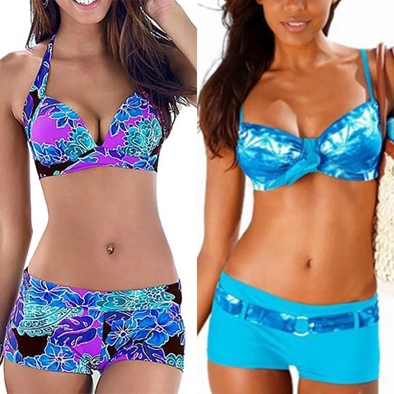 2020 Новый женский пуш ап бикини с лямкой на шее летняя спортивная футболка