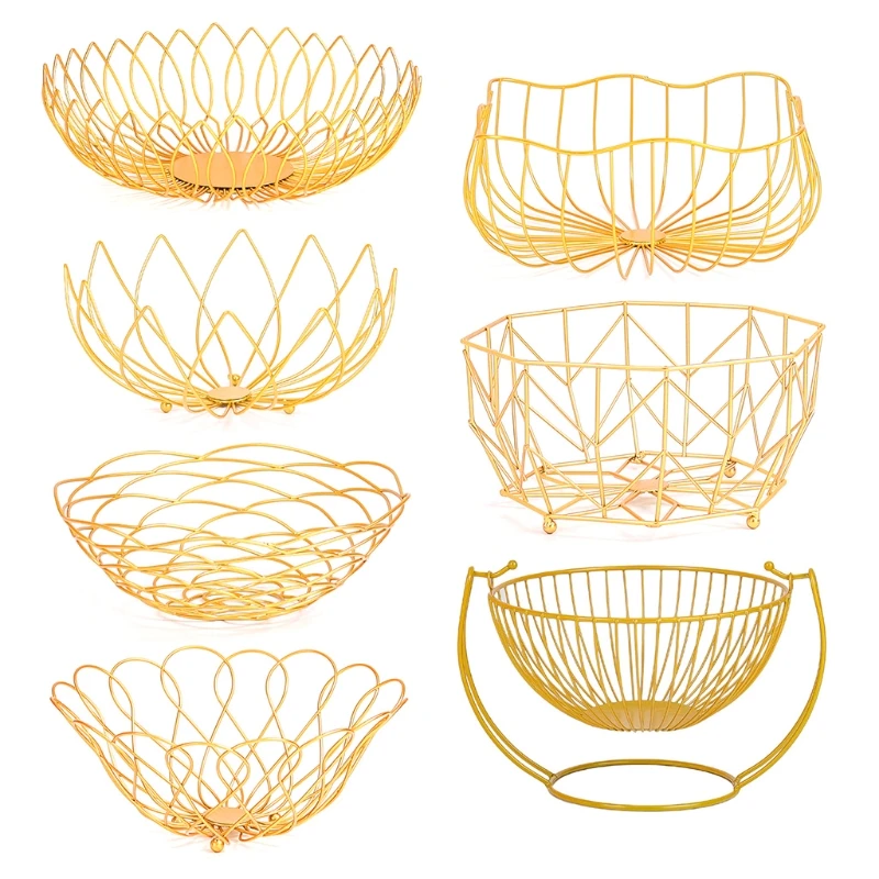 

Креативный гамак, корзина для фруктов с лепестками, плетеная металлическая полая емкость для овощей, настольное хранилище