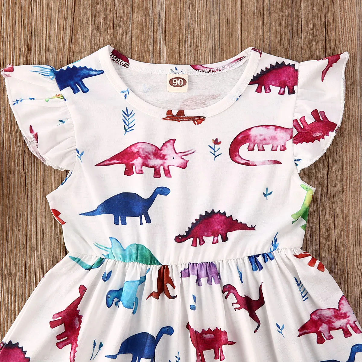 1-6Y Toddler Kids Baby Girl Dress Cartoon Animal Print Ruffles Sleeve Knee Length A-Line Summer Outfits | Детская одежда и обувь