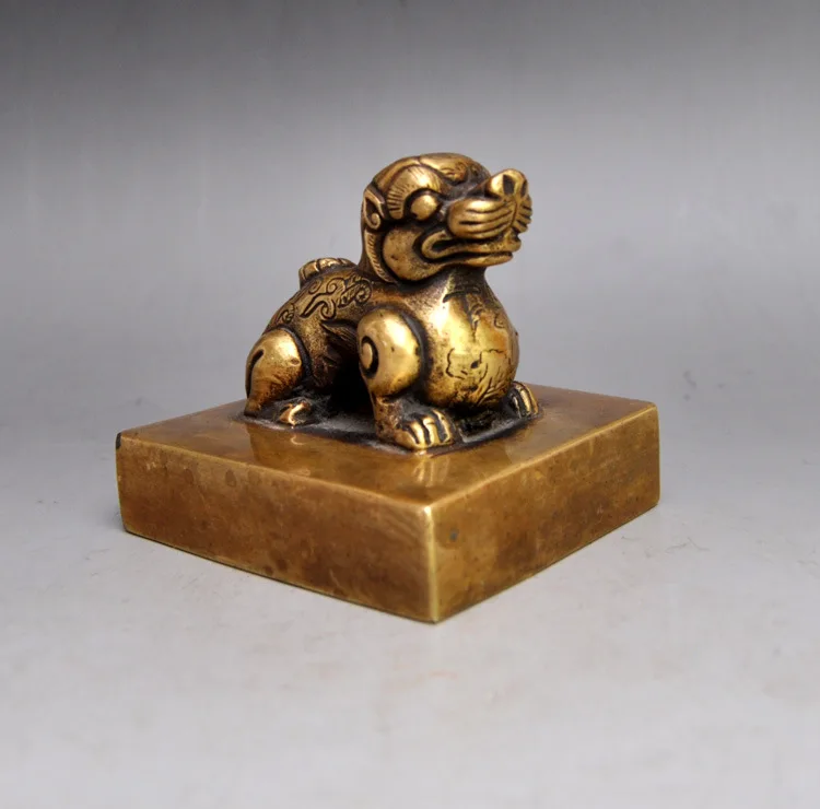 

LAOJUNLU Old Brass Enamel Seal Boutique Embossed Ornaments Wenwan Collectibles