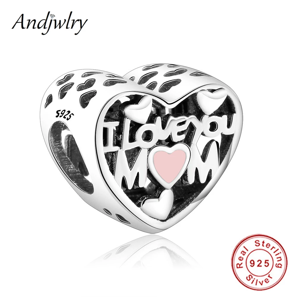 Fit Charms браслет серебро 925 оригинальные Подвески I Love You Mom бусы Berloque DIY Ювелирные