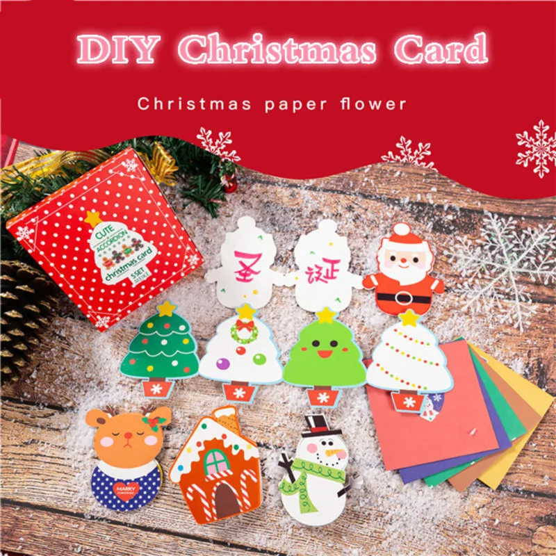 

5pcs Merry Christmas Cards Mini Deer Greeting Cards Xmas Party DIY Christmas Decoration Blank Folding Card With Envelope