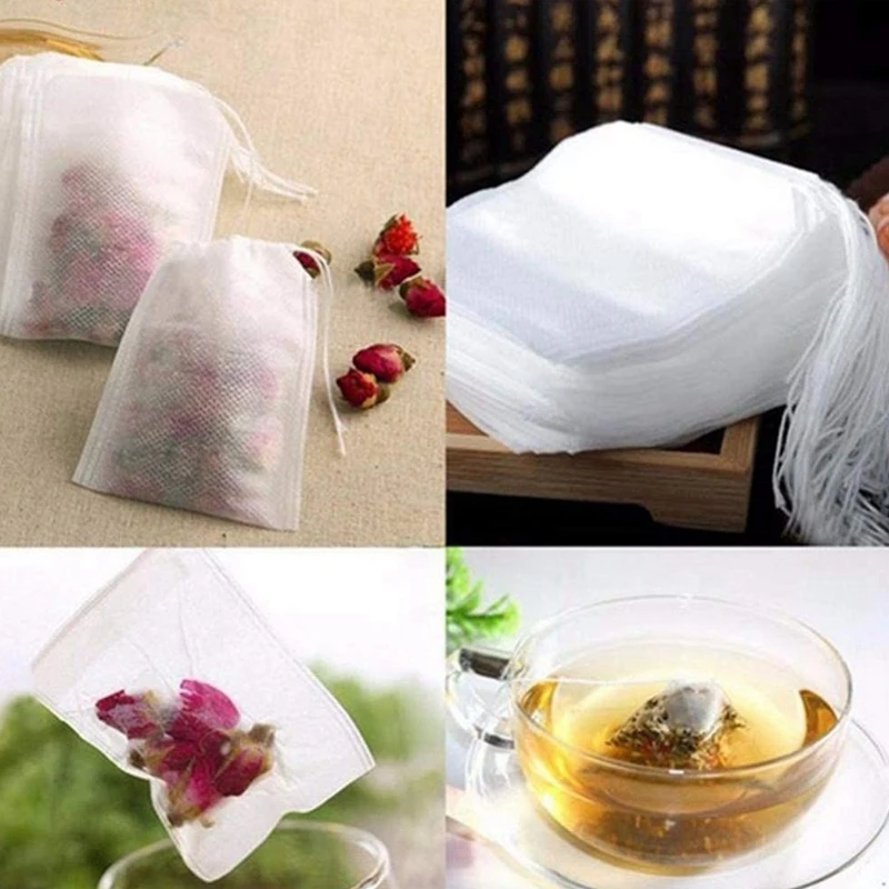 

200PCS Tea Filter Bags, Disposable Tea Infuser Bags Paper Empty Tea Bags Drawstring Loose Leaf Tea Bag Herb Filter Bag