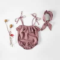 baby girl onesie bodysuits infant belt 1 2year cotton 2pcsset headbandsbodysuit for newborn