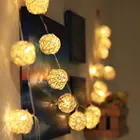 10 м светодиодсветодиодный шарики из ротанга, Декор, 80 шариков из ротанга, светильник с аккумулятором, волшесветильник лампа для рождества, внутреннего дворика вечерние НКИ