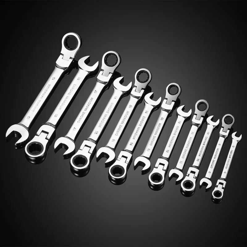

Ratchet Combination Wrench Metric Spanner for Repair Hand Tools Flexible Head Universal Wrench Set of Key