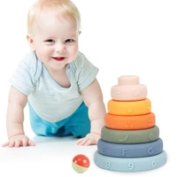 rainbow stacking ring tower toy early educational development toy for children building block creative balanced game