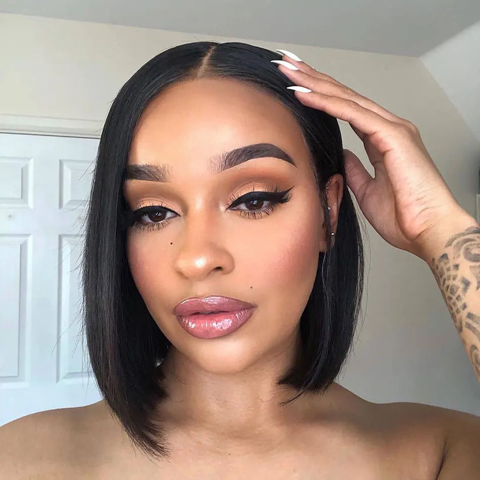 Short Bob Woman's Wig Straight Lace Front Human Hair Wigs Brazilian Human Hair Wig Sale 4x4 Closure13x4 Lace Frontal Wig Molerge