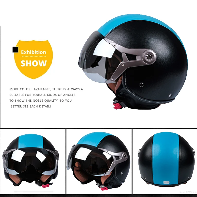 Мужской и Женский мотоциклетный шлем, мотоциклетный шлем Chopper 3/4, винтажный шлем с открытым лицом, мотоциклетный шлем Casco Capacete