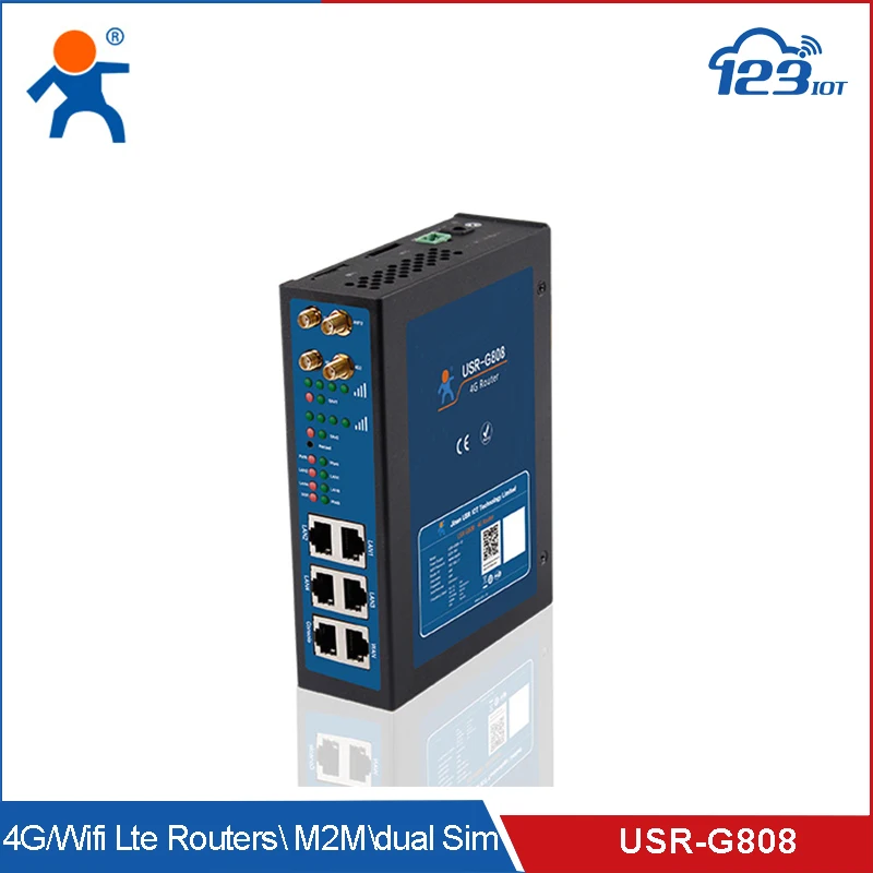 USR-G808 M2M промышленный беспроводной 4G маршрутизатор с двумя SIM-картами-двумя LTE