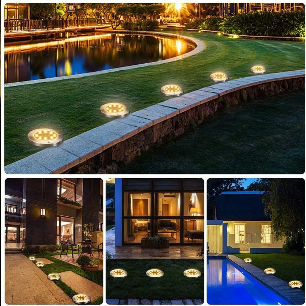

8 LEDs Solar Floor Light Outdoor Solar Ground Lamp IP65 Waterproof Light Underground Sensing Landscape Light Lawn Pathway Garden