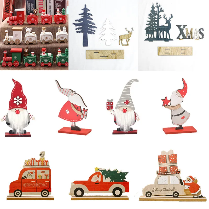

Christmas Wooden Train Ornament Decoration Home Xmas Santa Claus Gifts For Kids Toy Navidad Happy New Year 2022 Party Supplies