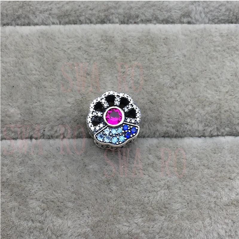 

2020 High Quality New Sterling Silver 925 Blue Fan Series Charm Pendant Diy Bracelet Original Lady Classic Elegant 1:1 Jewelry