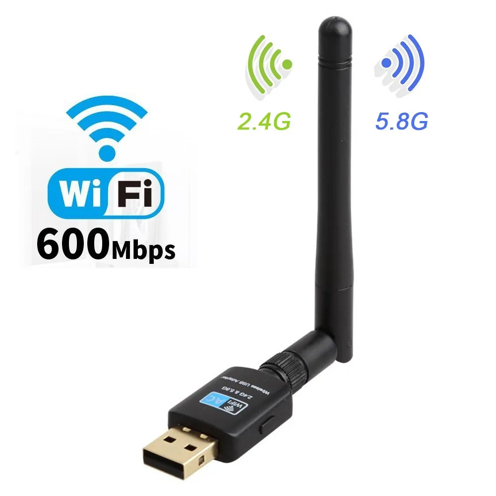 

USB Wi-Fi адаптер внешняя 2 дБи антенна двухдиапазонная 2,4 ГГц/5,8 ГГц Wi-Fi карта для настольного ноутбука Поддержка Windows XP/Win7/8/10