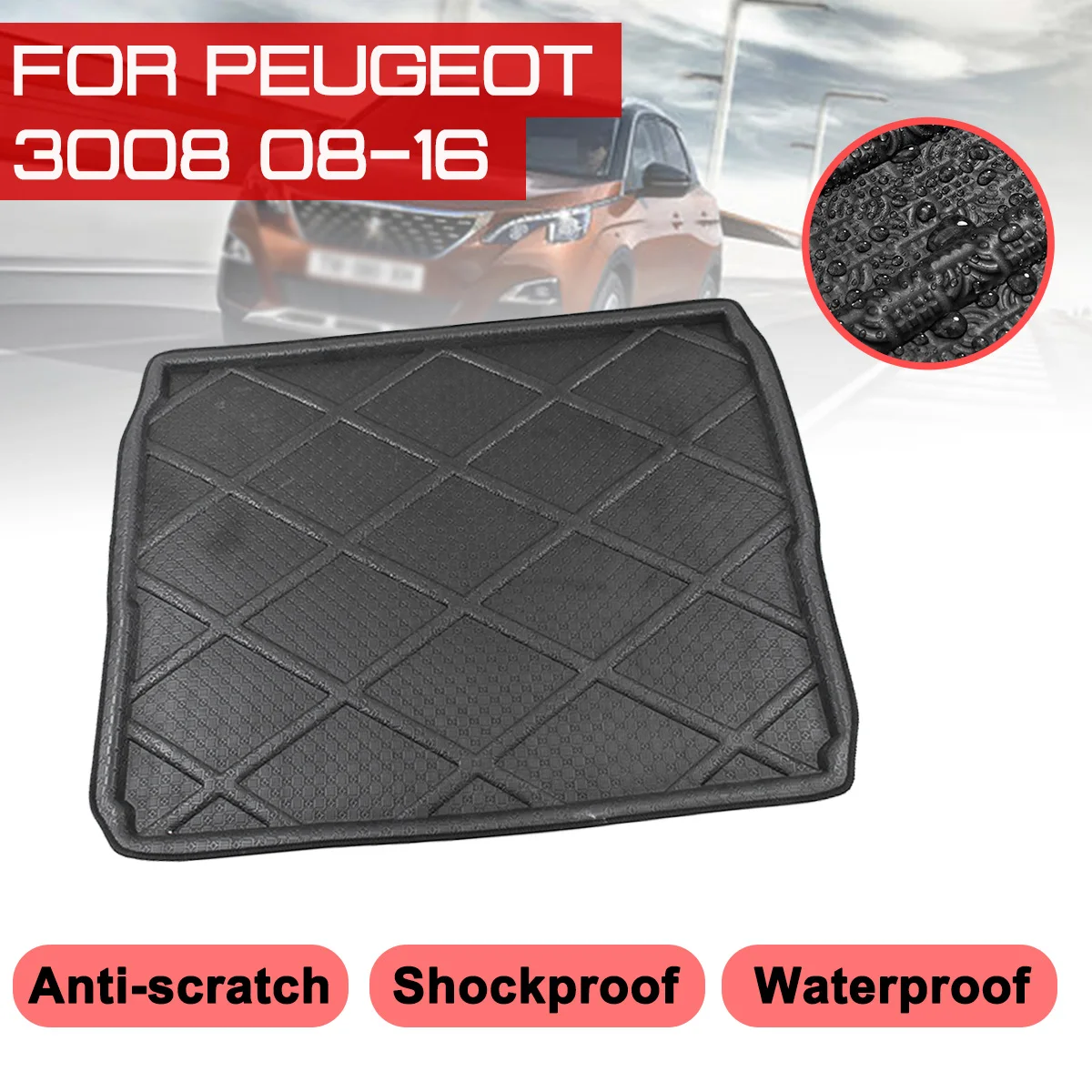 

Автомобильный напольный коврик, ковер для Peugeot 3008 2008 2009 2010 2011-2016, задний багажник, противогрязевая крышка