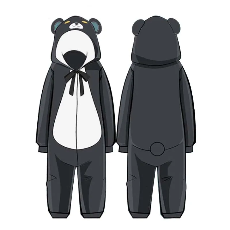 

Bear Cosplay Yuna Black White Bear Double Fleece Onesies Jumpsuit Costume Pyjamas Sleepwear Bathrobe Rompers