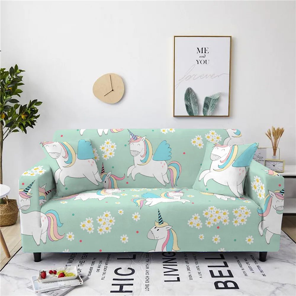 Растягивающиеся Чехлы для дивана с единорогом полноразмерный чехол гостиной