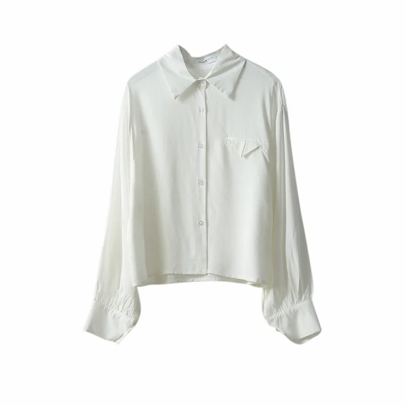 

2021 Spring Autumn Korean Loose Shirt Women's Pure Color Long Sleeve Top Female Button Up Blouse