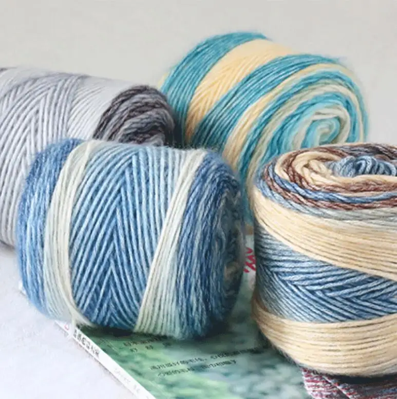 1Pcs 280m Soft Wool/Cotton yarn Rainbow Gradient Colors DIY Baby Knitting Wool Shawl Scarf Sweater Crochet Thread Supplies