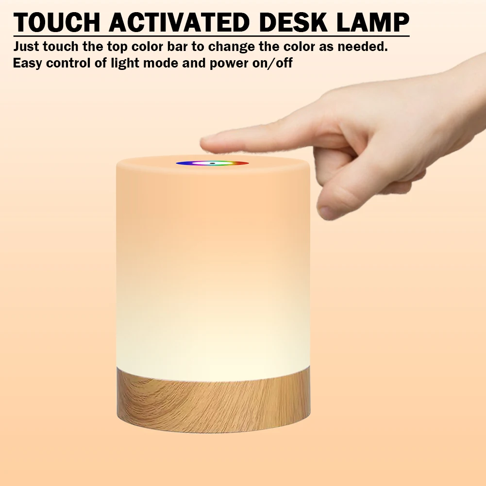 

Colorful Touch Remote Control Atmosphere Lights USB Rechargeable Bedside Lamp for Nursy Office Home Table Reading Lamp