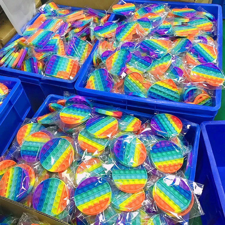 

Colorful Push Pops Fidget Bubble Sensory Squishy Stress Reliever Autism Needs Anti-stress Pop Rainbow Adult Toys For Children
