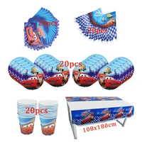 cartoon disney cars theme disposable tableware 81pcs kids birthday party paper cups platesnapkinsflags sets supplies