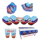 Одноразовая посуда с мультяшными машинками Диснея, 81 шт., бумажные чашки + тарелки + салфетки + флаги для детского дня рождения, наборы принадлежностей