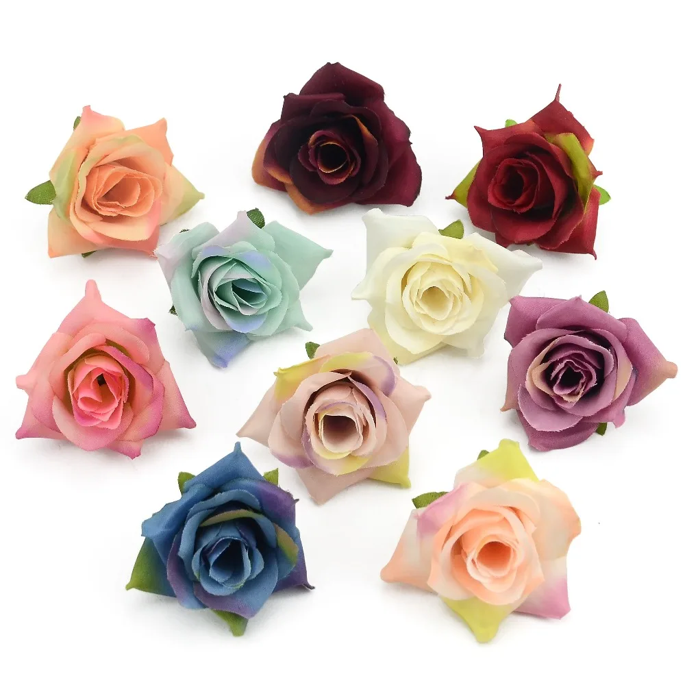 

200PCS DIY Artificial White Rose Silk Flowers Head For Home Wedding Party Decoration Wreath Gift Box Scrapbooking Fake Flowers