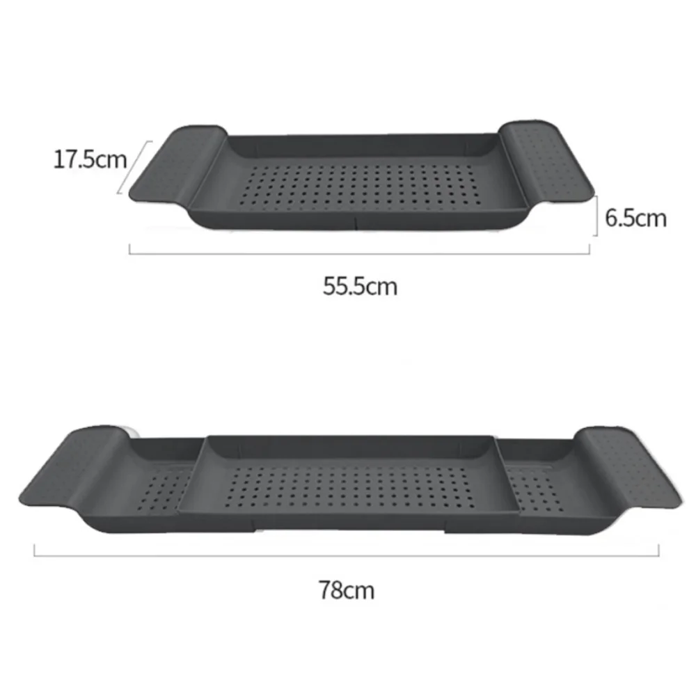 

Drain Scalable Bathtub Tray Hollow out Shower Organizer Storage Rack for Bathroom Toilet Dark Grey