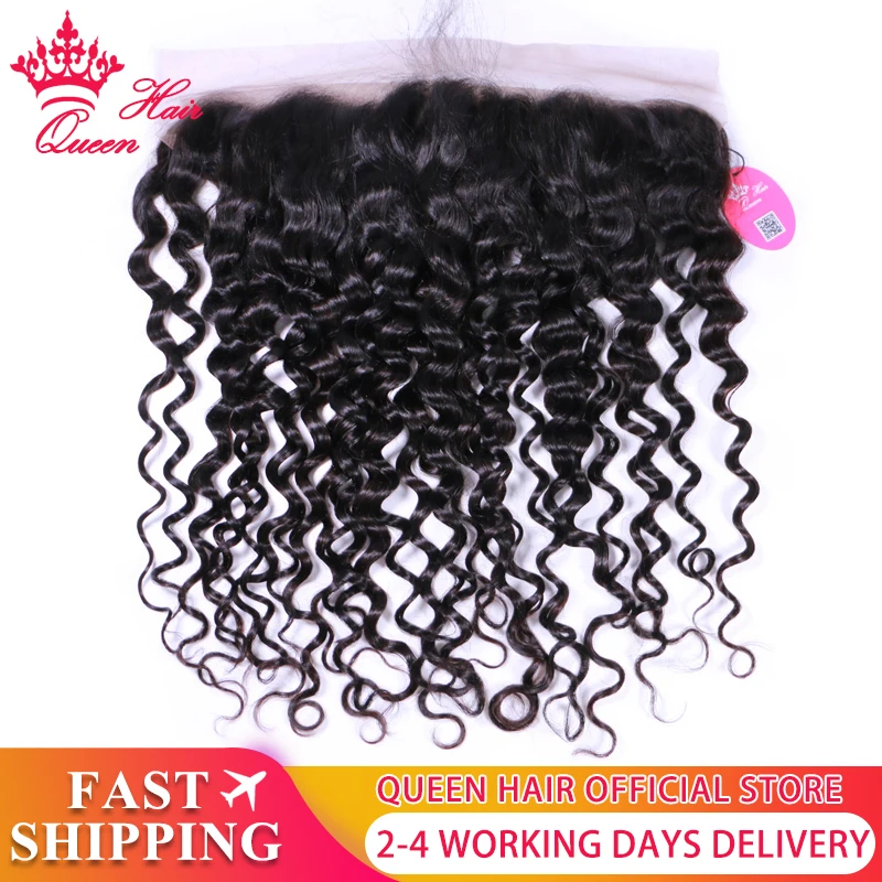 

Queen Hair Official Store Brazilian Water Wave 13*4 Ear To Ear Lace Frontal Closure Virgin Hair Weave Bundles 100% Human Hair