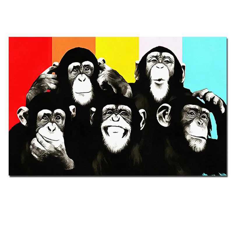 Andy Warhol Colorful Monkey Animal Poster Print Oil Canvas Paintings For Living Room Bedroom Wall Art Cuadros Pictures Unframed | Дом и сад