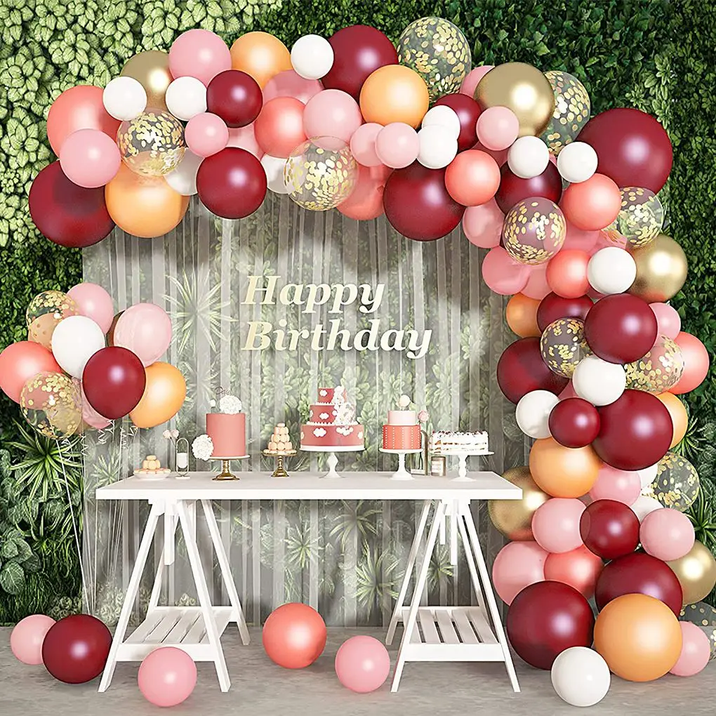 

118pcs Wine Red Balloons Garland Gold Silver Confetti Balloon Arch Birthday Wedding Christmas Party Baby shower Decoration