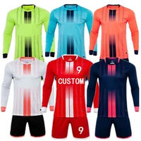 kids adult soccer jerseys kit stripe long sleeve football training suit children men football uniform mesh quick dry sportswear