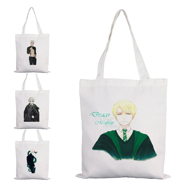 

Draco Malfoy Bags 2021 Customizable Logo Bag Big Women Canvas Shopper Reusable Folding Shopping Custom Designer Handbags Woman