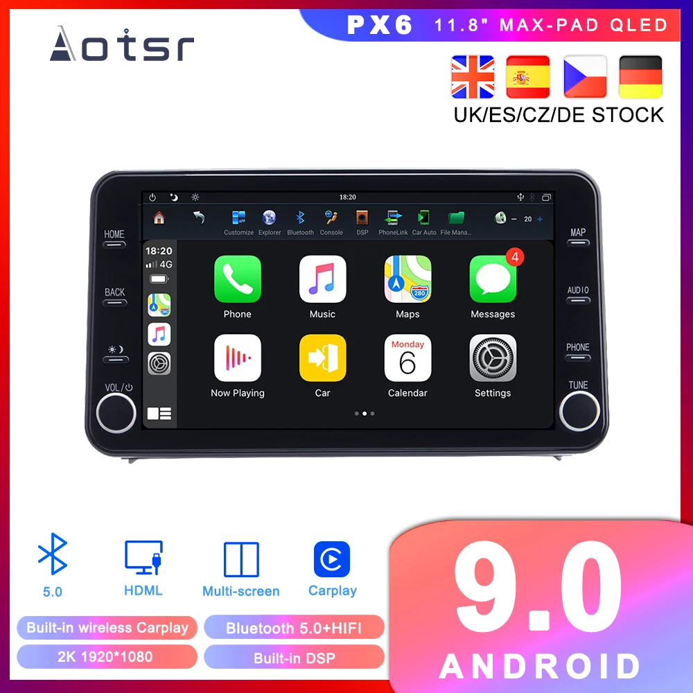 Автомобильный DVD-плеер Max-PAD Android 9 4G PX6 для Toyota Corolla 2019 2020 GPS-навигация автомобильное