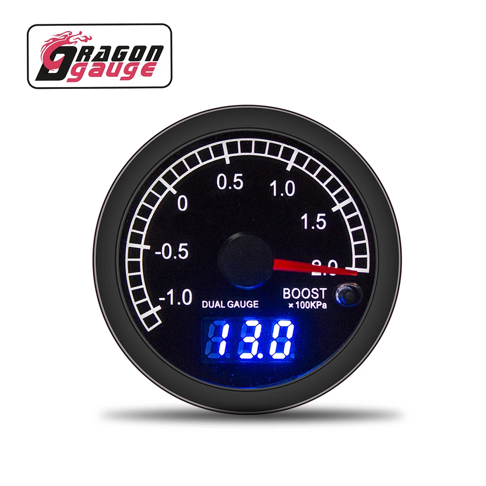 

60mm Boost Guage Pointer Digital Display 100KPa Boost Sensor With Gauge Rack High-end Car Gauge Fit for 12V Car