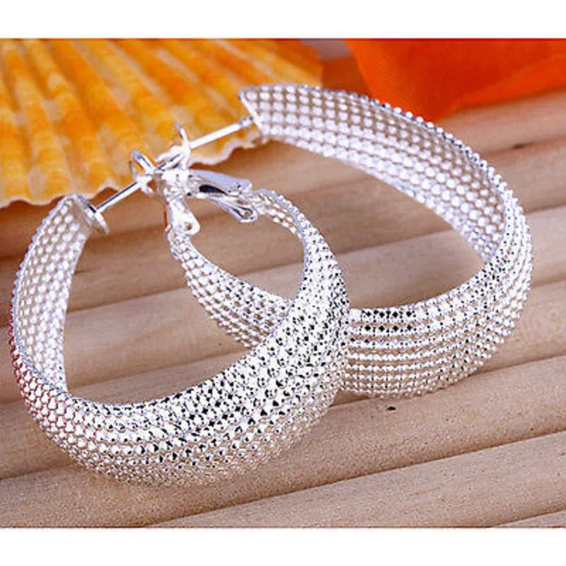 

Новая мода 925 стерлингового серебра ювелирные изделия Красивое Сетчатое украшение вложить, женские серьги