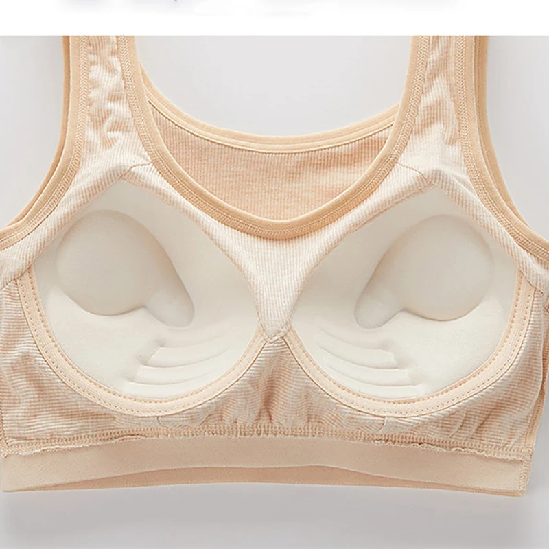 

SALSPOR Cotton Underwear Set Women Solid Wireless Fixed Integrated Chest Pad Lingerie Seamless Breast Wrap Bra Suit