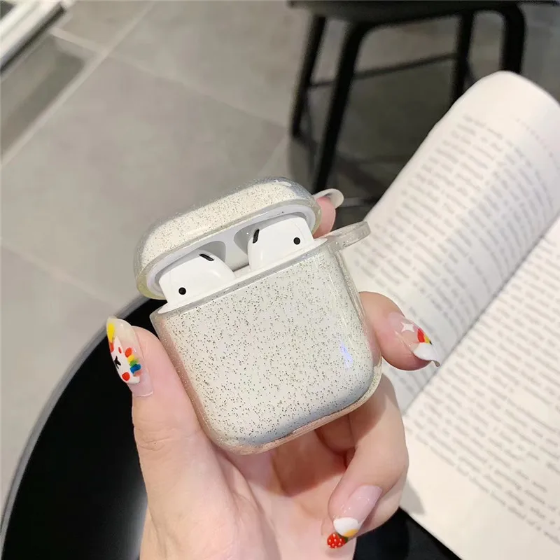 Для AirPod 2 Чехол 3D Блестящий Прозрачный мультяшный мягкий силиконовый беспроводной кожухи головных телефонов для Apple Airpods чехол милый чехол Funda
