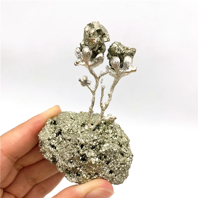 

Beautiful Natural Pyrite Tree Shape Quartz Geode Stones Lucky Crystal Trees Minerals Raw Home Decor Natural Stones and Crystals