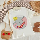 Детская футболка с принтом Disney слон Дамбо, модные летние топы для мальчиков и девочек, эстетичная Детская футболка с коротким рукавом в стиле Харадзюку