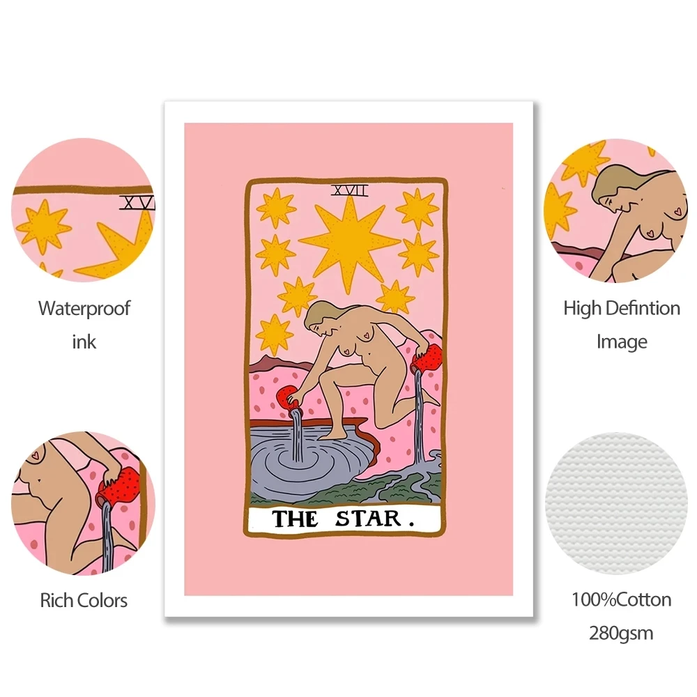 

Nordic Abstract The Stars Tarot Wall Art Pictures Canvas Painting Sun Empress Priestess Posters Prints Living Room Home Decor