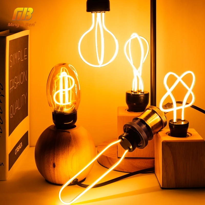 Bombilla LED Edison Retro de filamento suave para el hogar, lámpara de ampolla incandescente, decoración de iluminación de vacaciones, 220V, 230V, E27
