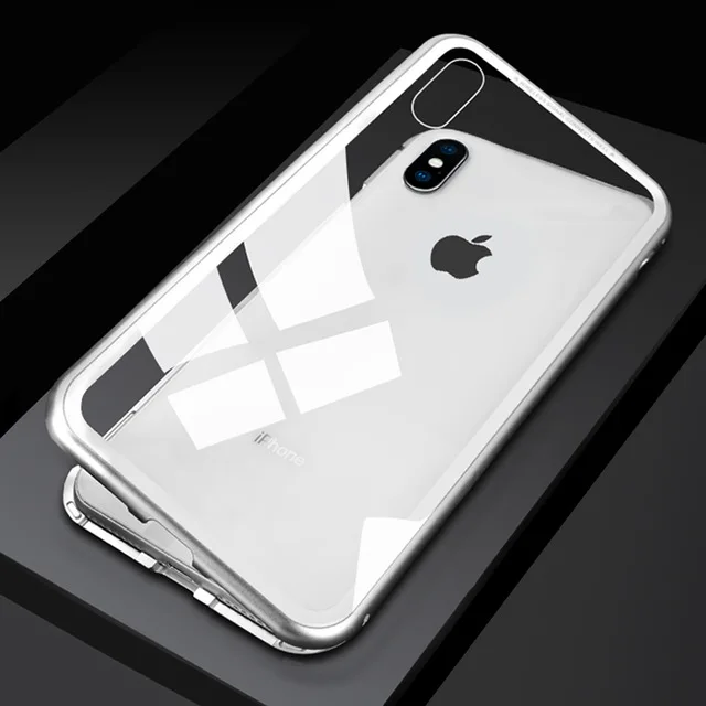 Floveme Магнитный адсорбционный металлический чехол для телефона для iPhone 11 8 7 Plus X Чехол двухсторонний стеклянный Магнитный чехол для iPhone 7 8 чехол - Цвет: Коричневый