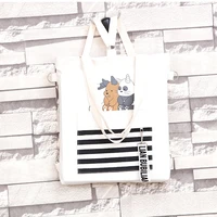 purfay panda canvas women shoulder bag cotton tote shopper bag eco reusable shopping bag handbag cloth backpack