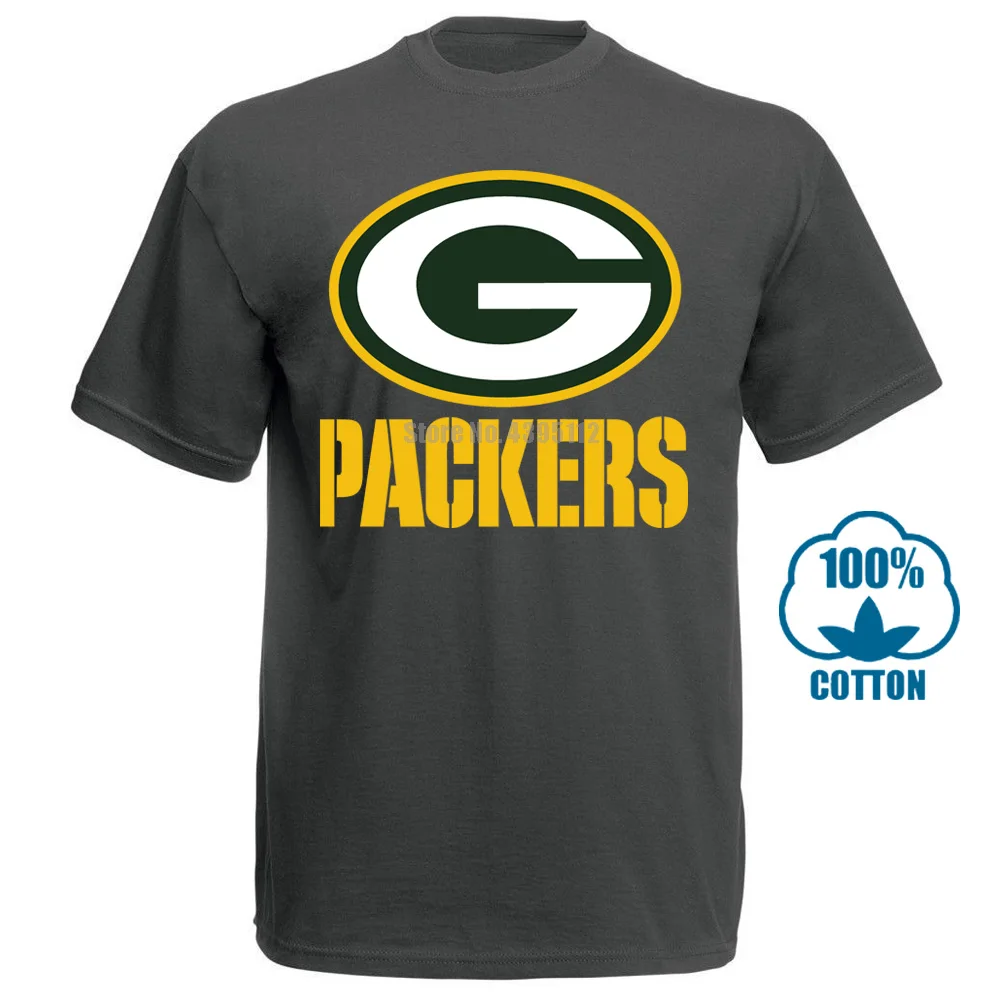 Футболка The Packers, профессиональная команда американских футболистов, черная футболка,, хлопковые футболки с коротким рукавом, мужская одежда - Цвет: Темно-серый