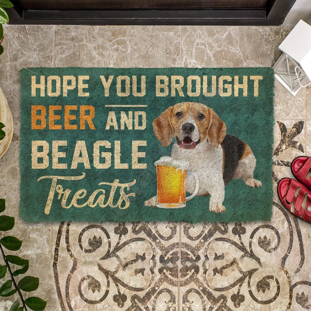

3D Hope You Brought Beer And Beagle Treats Doormat Indoor Doormat Non Slip Door Floor Mats Carpet Rugs Decor Porch Doormat