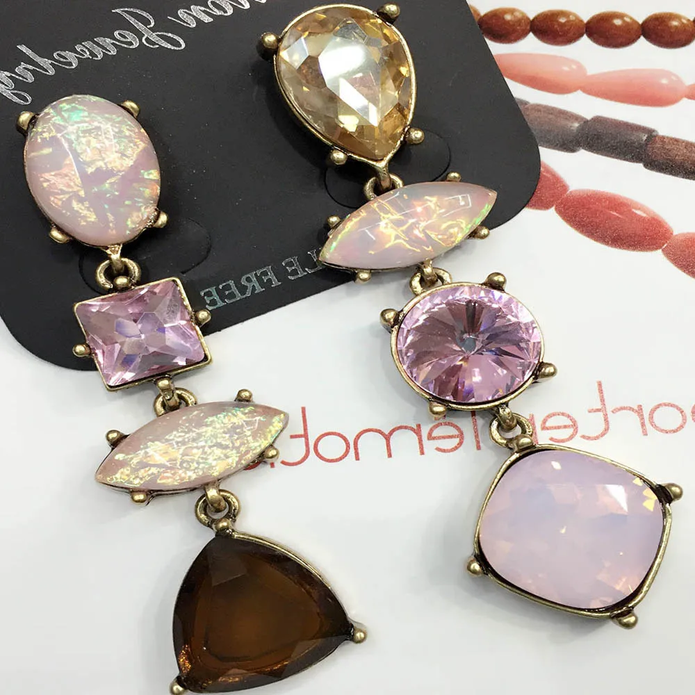 Хит ювелирные изделия YaYi розовые красные коричневые стеклянные серьги женские