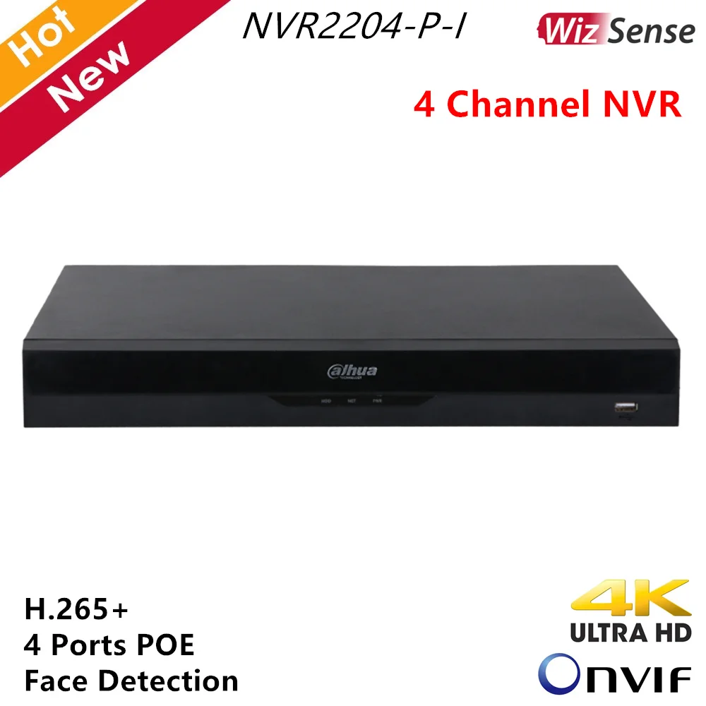 Сетевой видеорегистратор Dahua 4 к NVR NVR2204 P I до HDMI 4K H.265 + 4CH Распознавание лиц 2 HDD