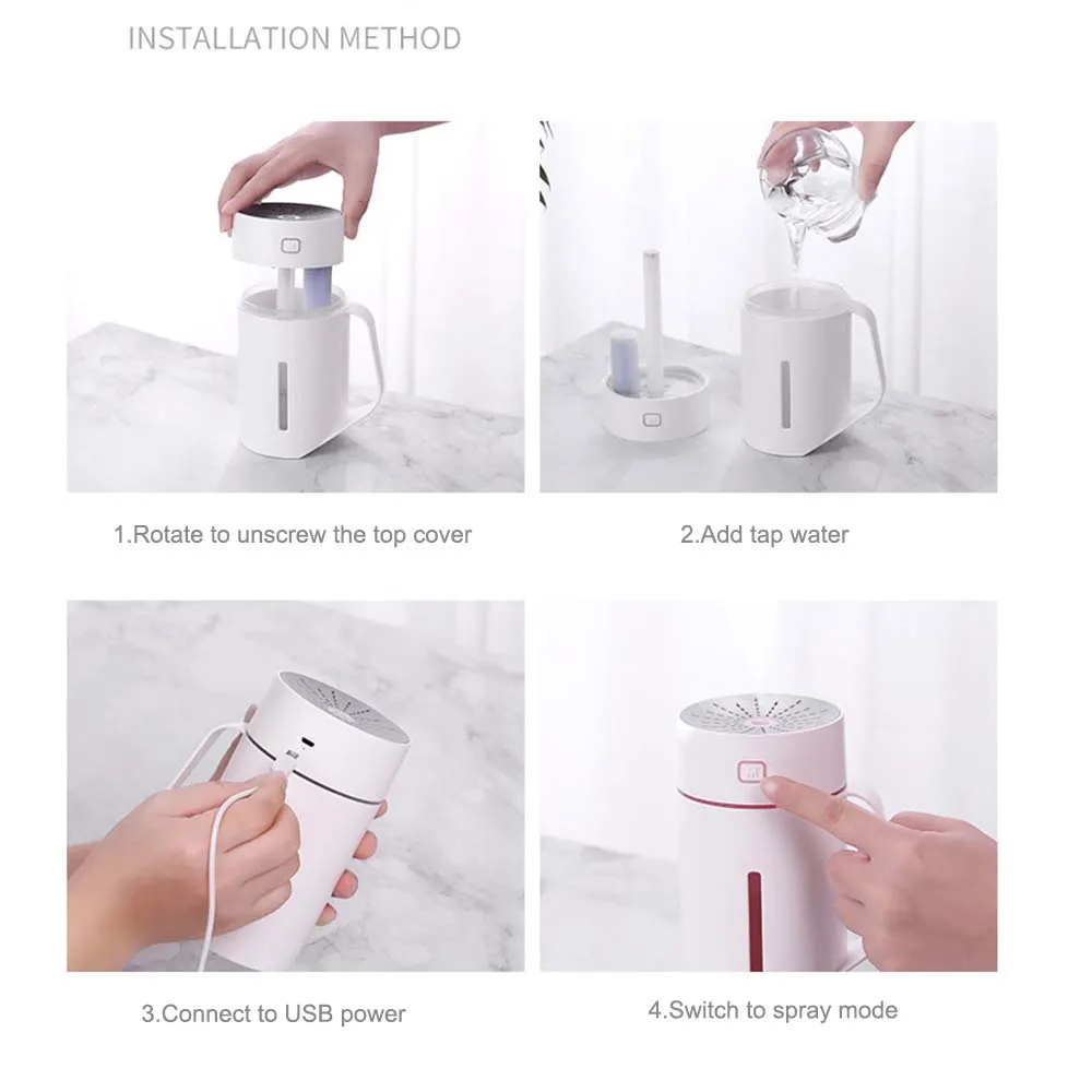 

LEDs Humidifier Cup 420ML Air Cleaner USB Aroma Essential Oil Diffuser
